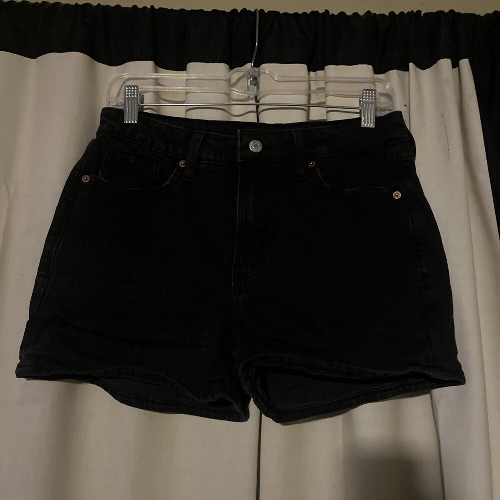 Old Navy Women Shorts Black Denim OG Straight High Rise Secret Smooth Pockets 4